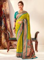 Paithani Silk Olive Green Festival Wear Weaving Saree